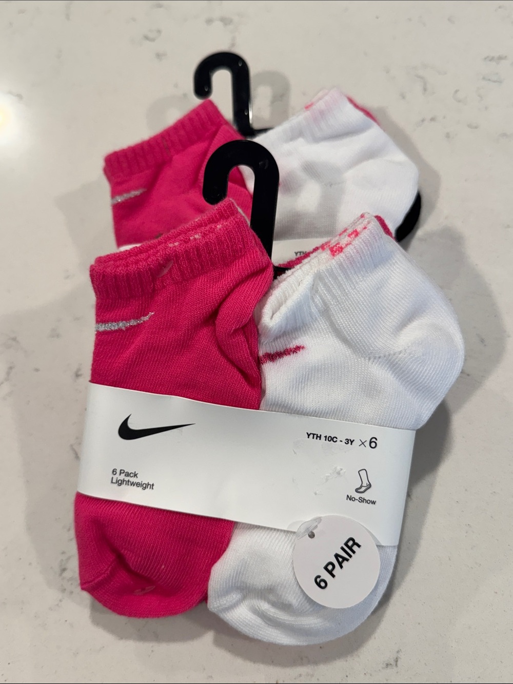 Nike Kids No-Show Socks 12-Pack - Hot Pink & White